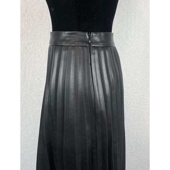 JONATHAN SIMKHAI • Black Vegan Leather Jayla Pleated Asymmetrical Midi Skirt, 2 - Picture 7 of 16